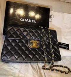【大容量】シャネル デカ マトラッセ ２ウェイ　ラムスキン ブラック