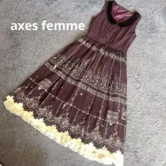 美品アクシーズファムaxes femme鳥かごパネル柄ワンピース　Mサイズ
