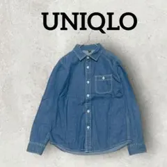 UNIQLO キッズ デニムシャツ カジュアル 長袖シャツ (140) 青系