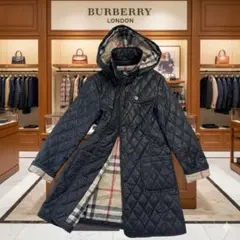 高級 バーバリーロンドン 2way ブラック キルティングコート 150A