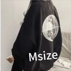 新品　スウェット 惑星ロゴ シンプル オーバーサイズ ブラック M