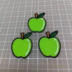 【3枚セット】ワッペン　アップル　ミセス　グリーンアップル　青リンゴ