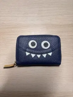 革作家さま モンスター顔デザイン 本革コインケース ネイビー