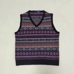 美品　Lサイズ　BEAMS　フェアアイル柄　ニットベスト