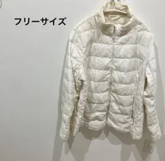 海外古着✨️アイボリー 【フリーサイズ】キルティング ダウンジャケット