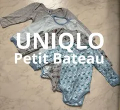 ユニクロ　 プチバトー　ベビー 肌着　長袖　ボディスーツ　ロンパース　4枚