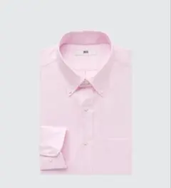 新品UNIQLO 長袖ボタンダウンシャツ Lファインクロスオクスフォード　ピンク