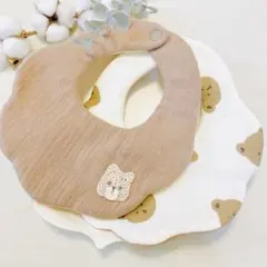 New♡【2枚セット】送料無料⭐︎よだれの多い子にふんわりガーゼスタイ　ネコ　クマ