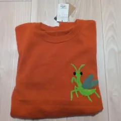オレンジ カマキリ刺繍 ニットセーター XL　新品未使用　タグ付き