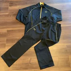 UNDER ARMOUR ジャージ上下セット YXL ブラック/イエロー