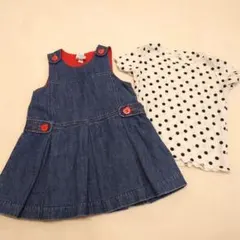 GAP デニムワンピース 80 ドットT セット　コーデ　女の子