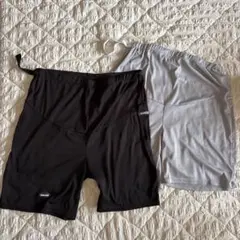 マタニティ ショートパンツ　2枚セット　接触冷感　黒　グレー