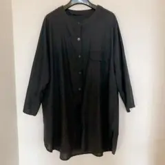 ノーカラーシャツ 黒/ブラック 4XL/綿
