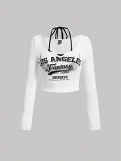 LOS ANGELES Fantasy クロップド長袖Tシャツ
