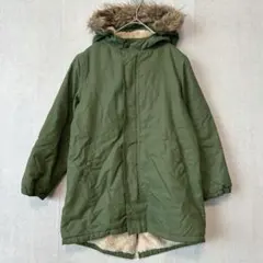 ザショップティーケー キッズ コート 140 グリーン ファー付き フード外し可