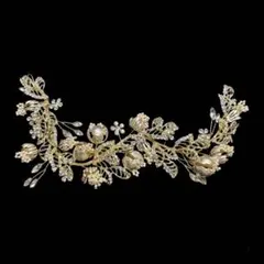 ウェディングヘッドドレス ゴールド ラブティアラ