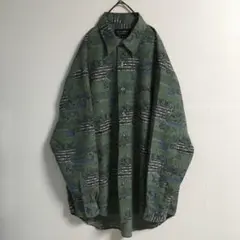 90s〜00s 古着 くすみカラー 幾何学 グラフィックアート ポリシャツ 긴팔