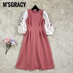 【美品】エムズグレイシーモチーフノースリーブワンピース42号LLサイズ 美品 ❤︎M'S GRACYエムズグレイシー ノースリーブワンピース 42