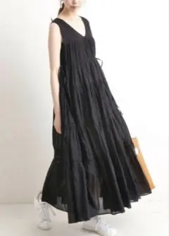 イエナ✨コットンボイルノースリーブワンピース ブラックのサムネイル
