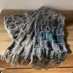 手編みマフラー♪グレー　模様入り