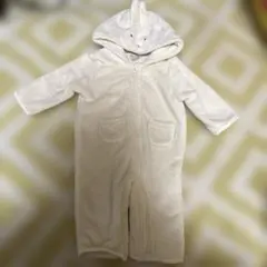 アイボリー　うさぎ耳ロンパース　70 petit main