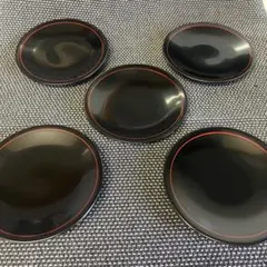 新品未使用⭐︎山中漆器 銘々皿揃黒5枚セットのサムネイル