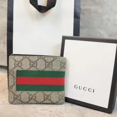 GUCCI グッチ GGスプリーム シェリーライン 二つ折り財布
