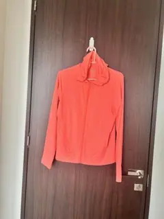 美品ユニクロ/UNIQLO AIRism＊蛍光オレンジ長袖パーカー