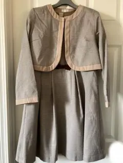 キャサリンコテージ　茶　チェック　ワンピース　160 アンサンブルスーツセット