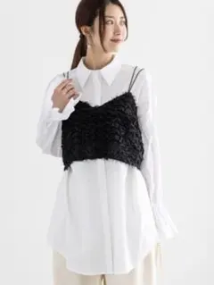 Te chichi　テチチ　プリーツフレアカフスロング 　　　シャツ 白