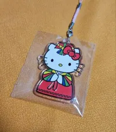 ☆韓国限定☆チマチョゴリ ハローキティ 根付けストラップ キーホルダーのサムネイル
