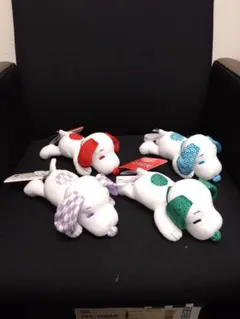 スヌーピー　SNOOPY 和柄ぬいぐるみ　赤色 水色 緑色 紫色　全4種セット