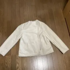 ノーカラーフリースジャケット ホワイト