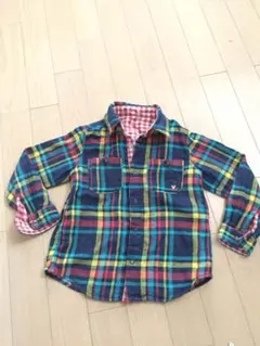 美品☆DOUBLE.B リバーシブル チェックシャツ 110 ミキハウストップス