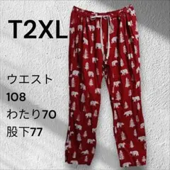 海外古着 ネルパンツ イージーパンツ 総柄 2XL ベアー