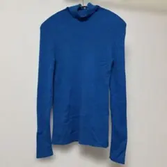 UNIQLO ユニクロ メリノリブタートルネックセーター ブルー リブニット M