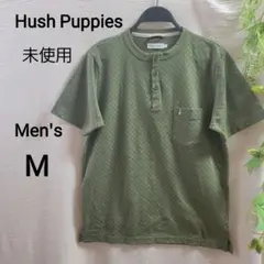 【未使用】Hush Puppies Tシャツ 刺繍ロゴ グリーン　メンズM