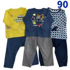 フリース　裏起毛　パジャマセット 90 3点まとめ売り　男の子　ユニクロ　冬　l