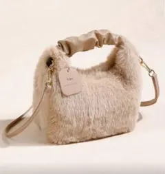 残り1点⚠️ZARAジャンル 海外ブランド ファーショルダーバッグ ベージュ 軽量