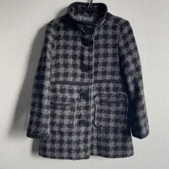 ウール混紡 グレー系チェック柄コート　GAP 120