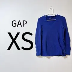 02117 GAP 青 Vネック ニット XS トップス ブルー 古着