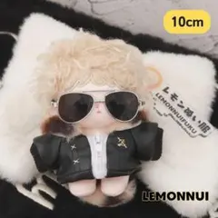 10cm ぬいぐるみ服 着せ替え レザージャケット 黒 ぬい活-B2511