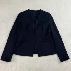 icb アイシービー　ジャケット　ノーカラー　ネイビー　光沢　40