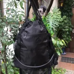 メッシュポケット付きのボール用リュック・色 黒ボールバッグ 黒 中型