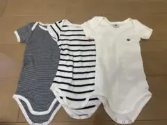 プチバトー　ベビー肌着 半袖ボディスーツ 3枚セット