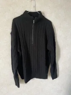 シーイン　SHEIN黒 ケーブル編み ハイネックセーター