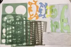 製図テンプレート(丸/楕円)9枚＋雲型定規7枚セット