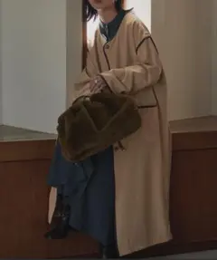 ☆即購入可 Aunt Marie's ノーカラーパイピングトレンチコート