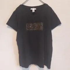 カルバンクライン ラインストーン クルーネック 半袖 Tシャツ 黒 デート