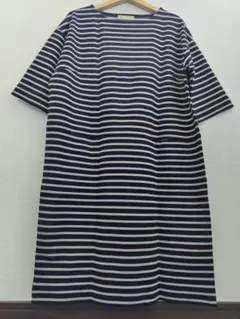 未使用 BEAMS HEART 黒×ベージュボーダーワンピース